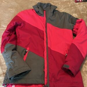ROXY Ski Jacket and Pants .  Red and Gray Jacket with Black Pants